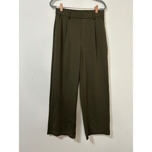 Halara Olive Green Wide Leg Pants Trouser High Rise Pleated Women's Medium